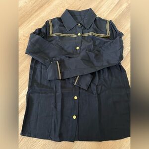 Black Silk Shirt with Gold Accents